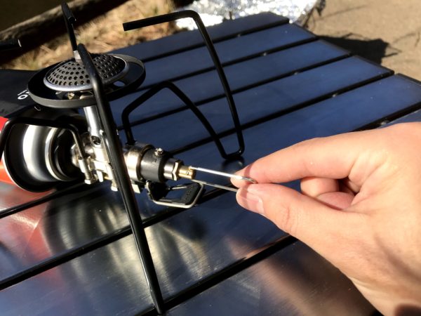 SOTO レギュレーターの火力調節つまみ
